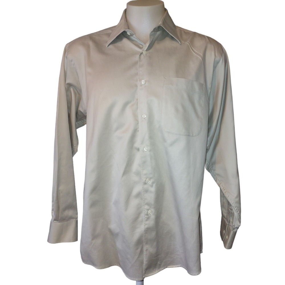 Joseph Abboud Shirt 16.5 34/35 Mens Khaki Egyptian Cotton Business Casual Beige